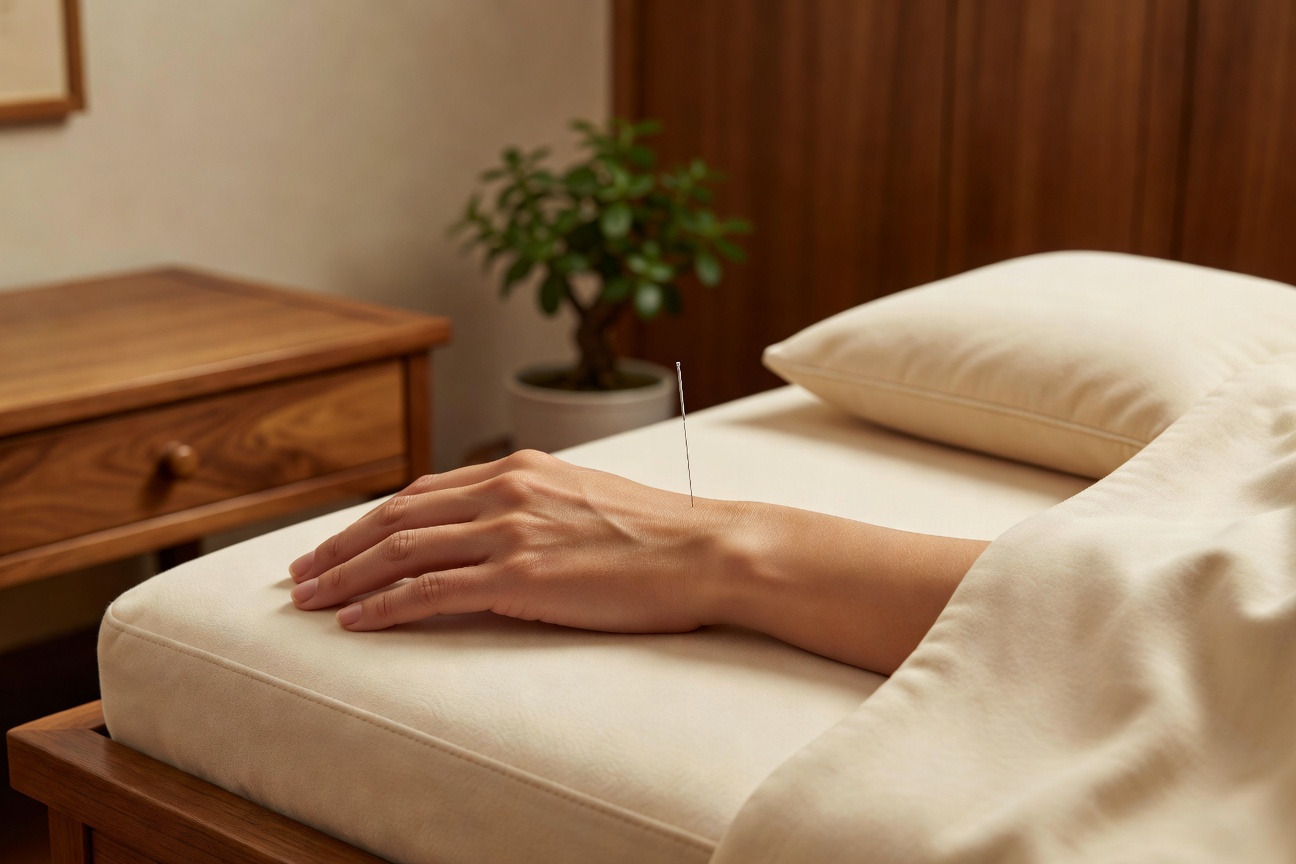 TCM acupuncture for emotional healing at Shenmen point during post-miscarriage recovery